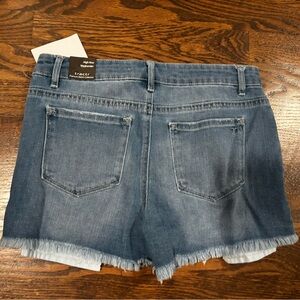 Tractr Blue Jean Shorts with Distressed Hem